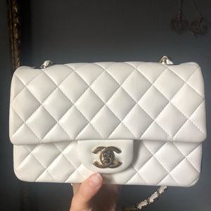 White Chanel mini rectangular